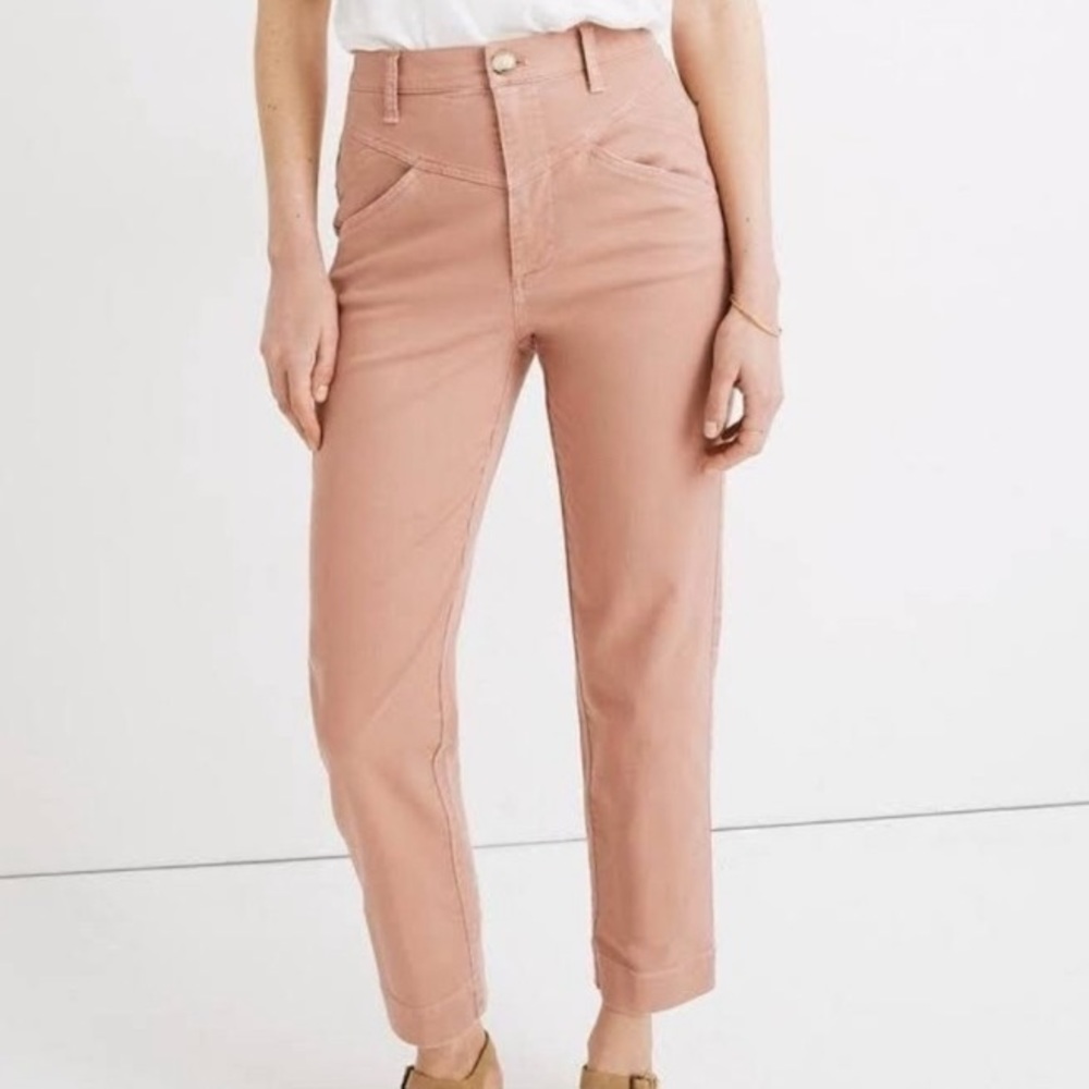 Madewell Slim Emmett Tapered Salmon Cotton Pants, 29